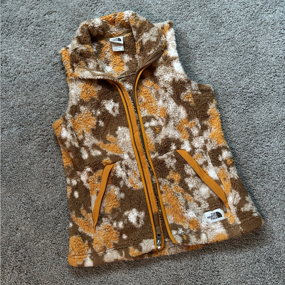 The North Face Women's Brown and Orange Fleece Vest